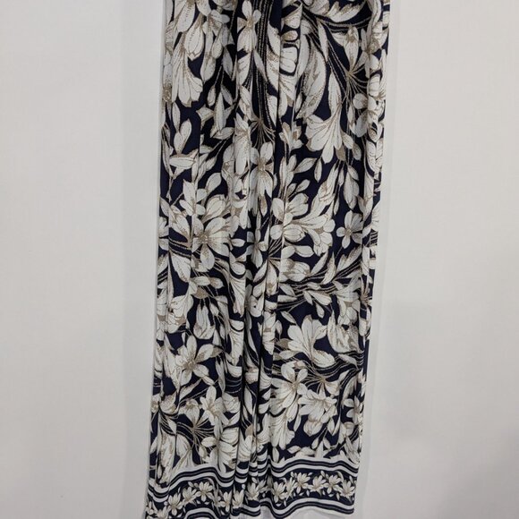 Dressbarn Floral Halter Maxi Bress Navy Blue White Size 8 Petite - Picture 3 of 6